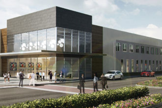 The former Dillard’s space at the new Red Bird Mall will be converted into an office building, this rendering shows.