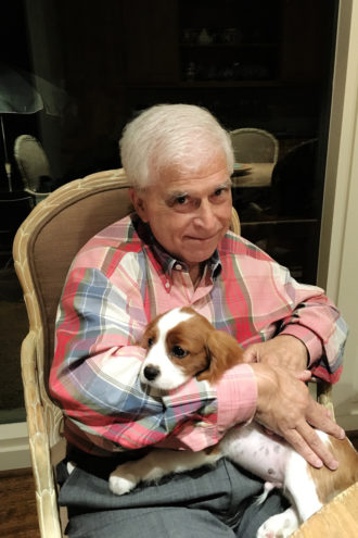 A Real Mensch: Ira with Oliver, the family’s Cavalier King Charles spaniel. “If there was a time to lose Ira, it was not now,” said Rabbi Adam Roffman at his funeral.