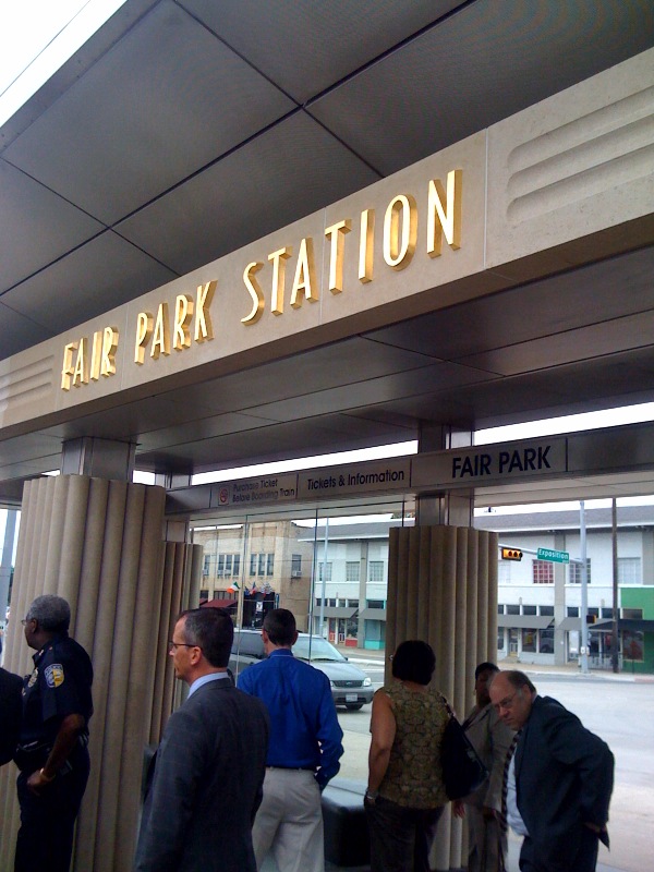 The Deep Ellum Station has gotten most of the media attention, but I think the Fair Park Station, with its mimicking of its namesake's Art Deco architecture, is my favorite. Maybe the MLK Jr. Station is better, but we didn't get that far.
