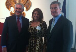 From left: Rex Tillerson, Jan and Trevor Rees-Jones