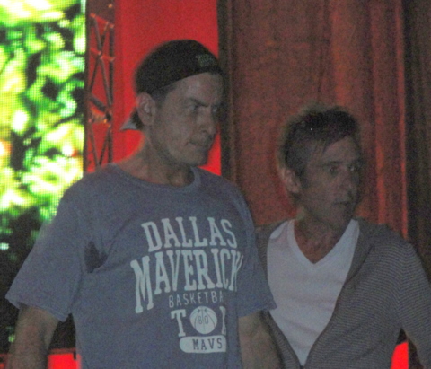 Sheen escorts Kraddick off stage. I had to sneak behind the curtain to see the tragedy.