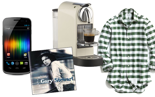 Joey's phone, Glenn's CD, Jamie's espresso machine, and Randy's shirt (photography courtesy of vendors)
