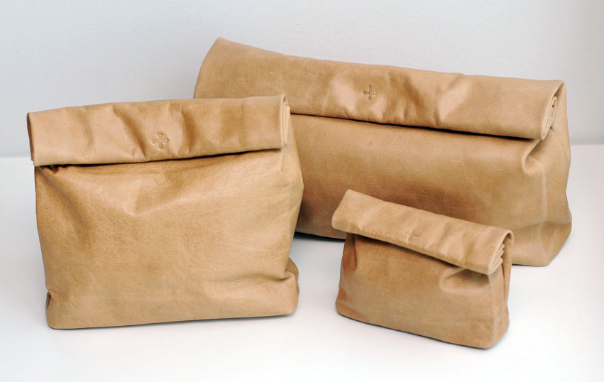 Cicada Collection's Brown Paper Bag clutches by Marie Turner
