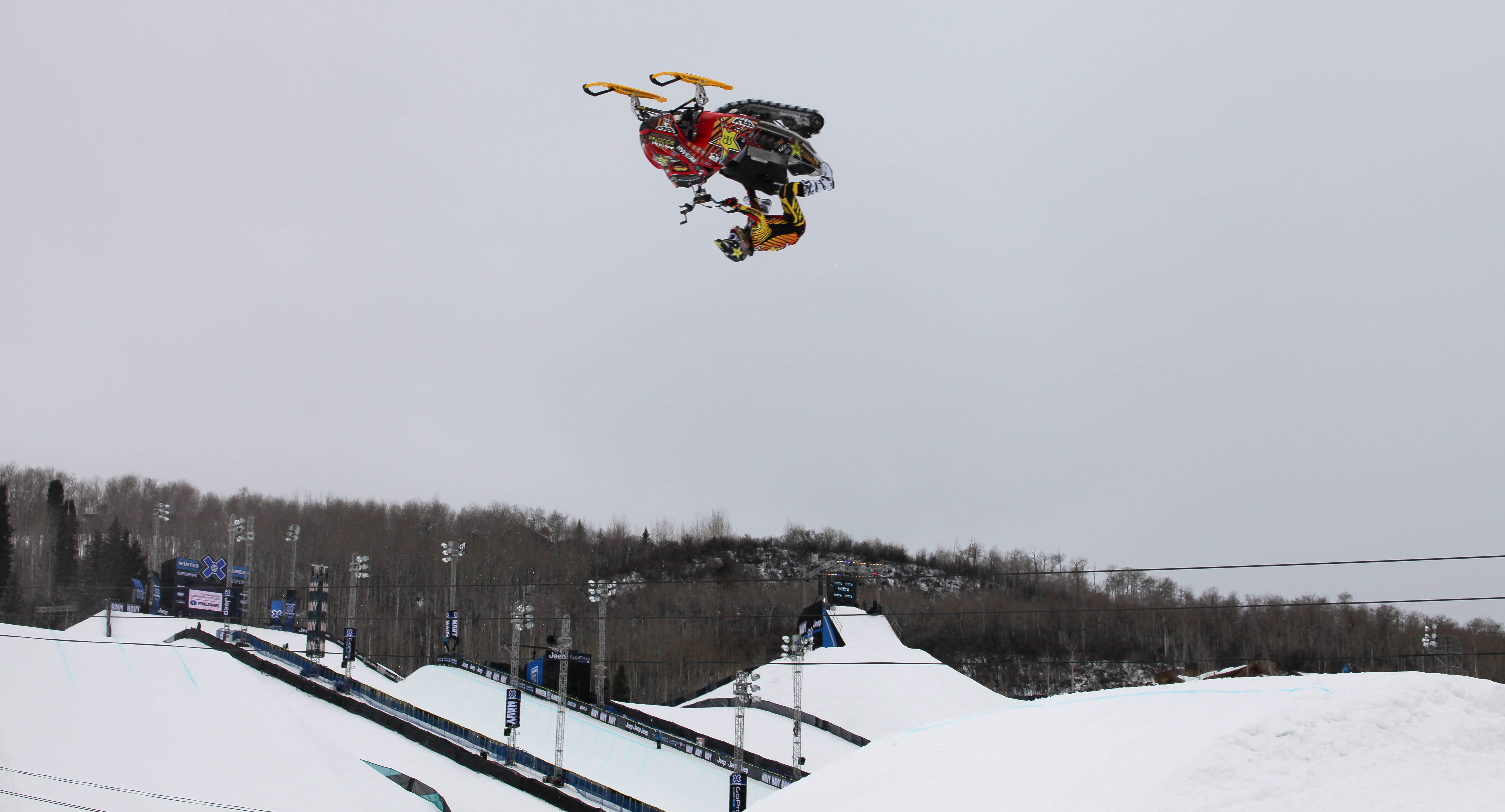 Caleb Moore at the Aspen X Games, on a practice jump the day of his crash