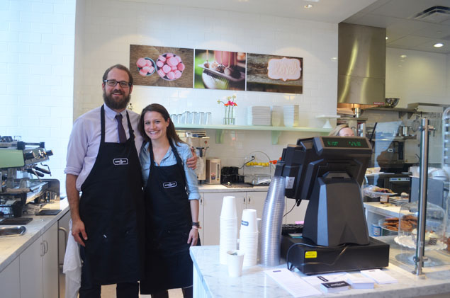 Kevin the barista and Meghan Adams