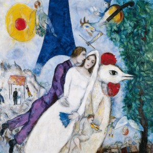 Les Mariés de la Tour Eiffel, par Marc Chagall.