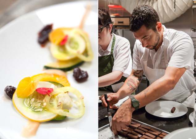 ummer squashes with buttermilk, red miso, and chiles (left); Ned Elliott of Foreign & Domestic (right) photography by Kyle Pennington
