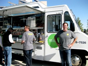 John Coleman and Joe Scigliano (right) working the Relish truck at Klyde Warren Park. (Photo courtesy of Relish)