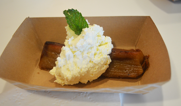 The Tamale Company's pumpkin tamale with whipped cream and a mint leaf