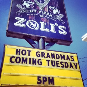 A much better joke than "no hipsters allowed." From Zoli's Facebook.