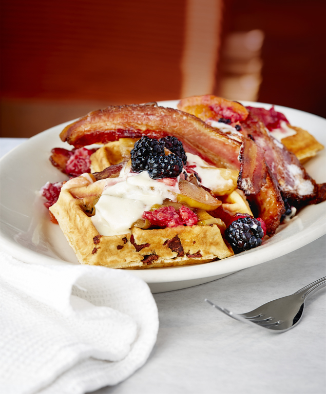 Nueske's "badass" bacon waffles (photography by Kevin Marple)