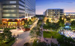 A rendering of CityLine Plaza, looking east on State Street in Richardson.