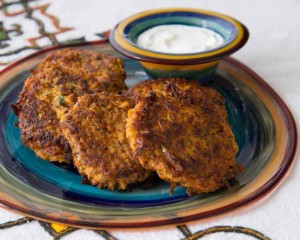 Sweet potato and carrot latkes.