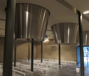 Suspended fermentation tanks at La Fleur de Bouard