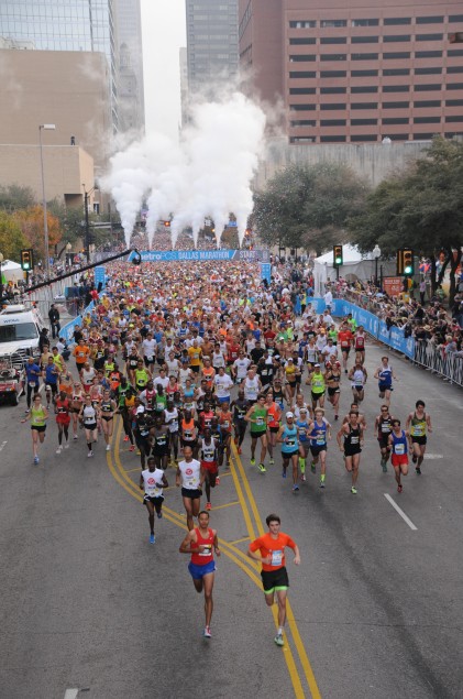 The starting line of the 2012 Dallas Marathon. Courtesy MetroPCS Dallas Marathon