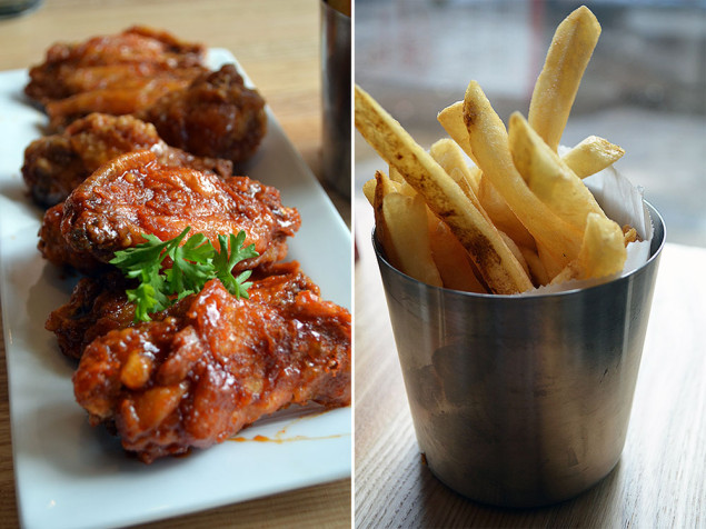 Bonchon's half-and-half (left); French fries (right) (Photography by Carol Shih)