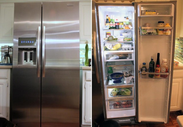Left: Fridge front. Right: Full frontal fridge.