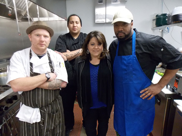 John Fleming, co-chef; Gabe Alvarado, sous chef; Cecilia Lopez, owner; Ty Frazier, co-chef 