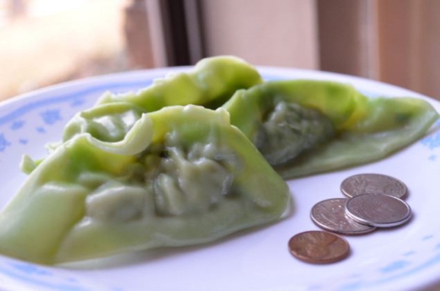 Homemade green-skinned dumplings (photography by Carol Shih)