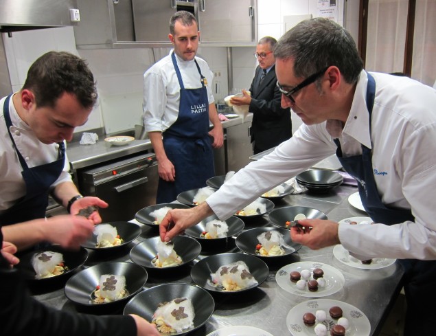 Chef Carmelo and team prepare truffle desserts