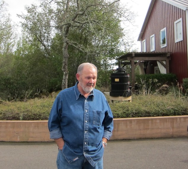 Winemaker Richard Arrowood in front of his Amapola Creek Winery
