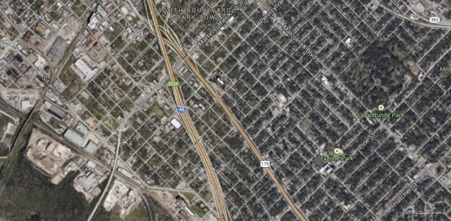 I-45 running through the Spence neighborhood in South Dallas