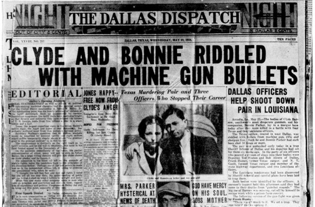 A historic 1930s front page of the Dallas DIspatch.