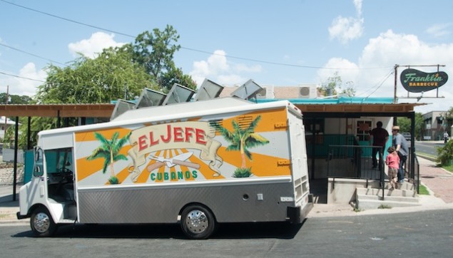 El Jefe Cuban Sandwich truck makes a stop in Austin at Franklin Barbecue. Photo Credit: Merrick Morton 