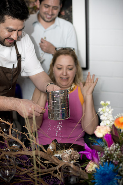 Marilyn Miller chooses an ice storm for her global warming topping. (Photography by Elizabeth Lavin)