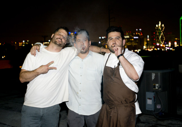 F-Bomb after dinner drinks and cigars on the roof of Sun to Moon Gallery. (Photography by Elizabeth Lavin)