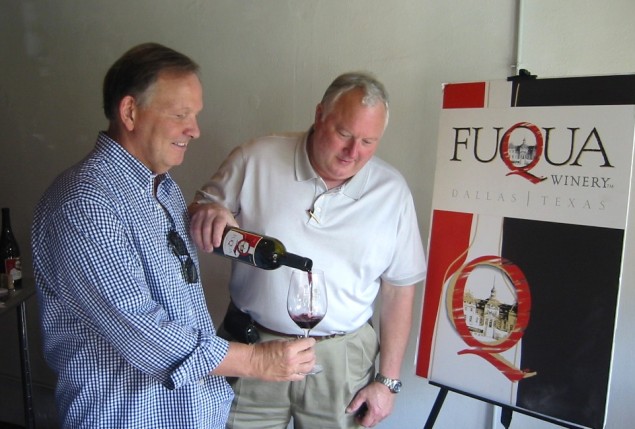 Lee Fuqua (right) with Gary Cogill at one of the early Dallas Wine Trail events