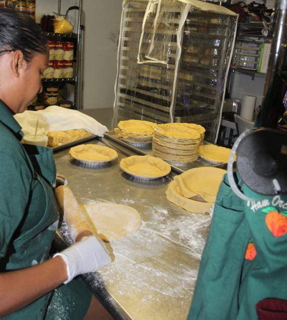 The bakery works almost non-stop to keep up with the demand for pies.