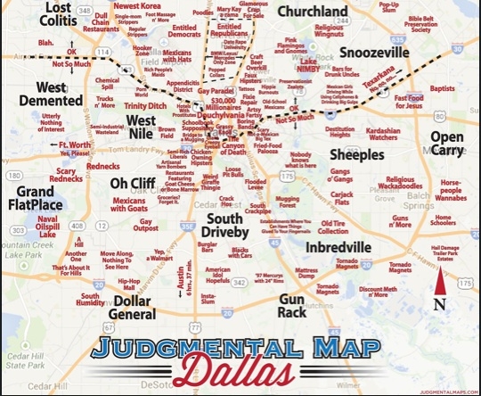 A. Nudle Watson created a Judgmental Map of Dallas.