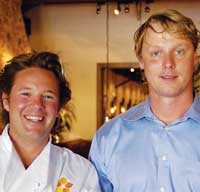 Chef Nick Badovinus and Tristan Simon at the opening of Hibiscus in 2005. (Photography by Kevin Marple)