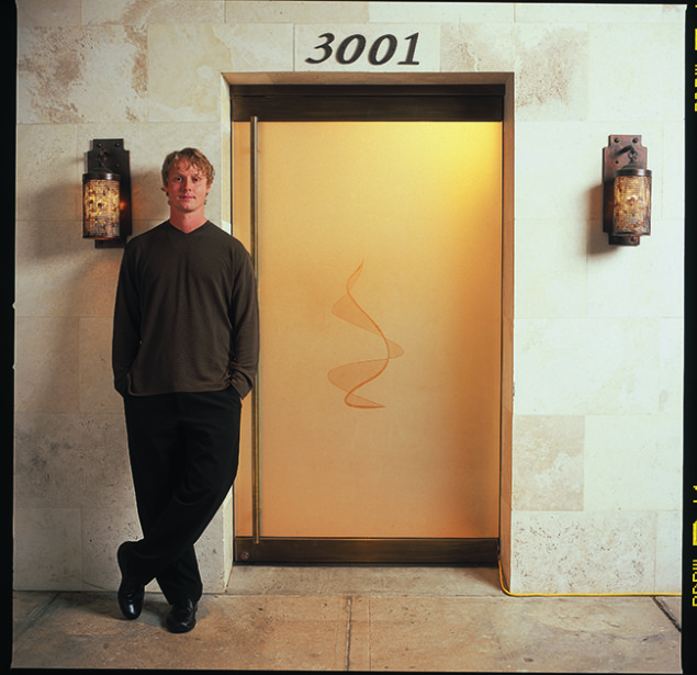 Tristan Simon in front of Sense in 2002. The space is now Victor Tangos. (Photography by Danny Piassick)