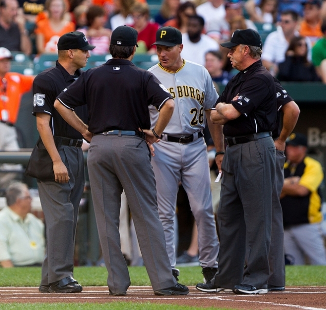 Jeff Banister of the Pirates (center) will be the new Rangers manager.  (photo: Flickr/Keith Allison)