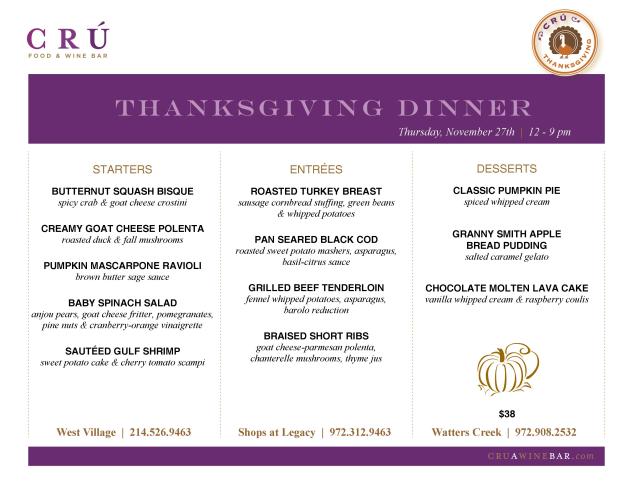 14 Thanksgiving - menu CRU DFW