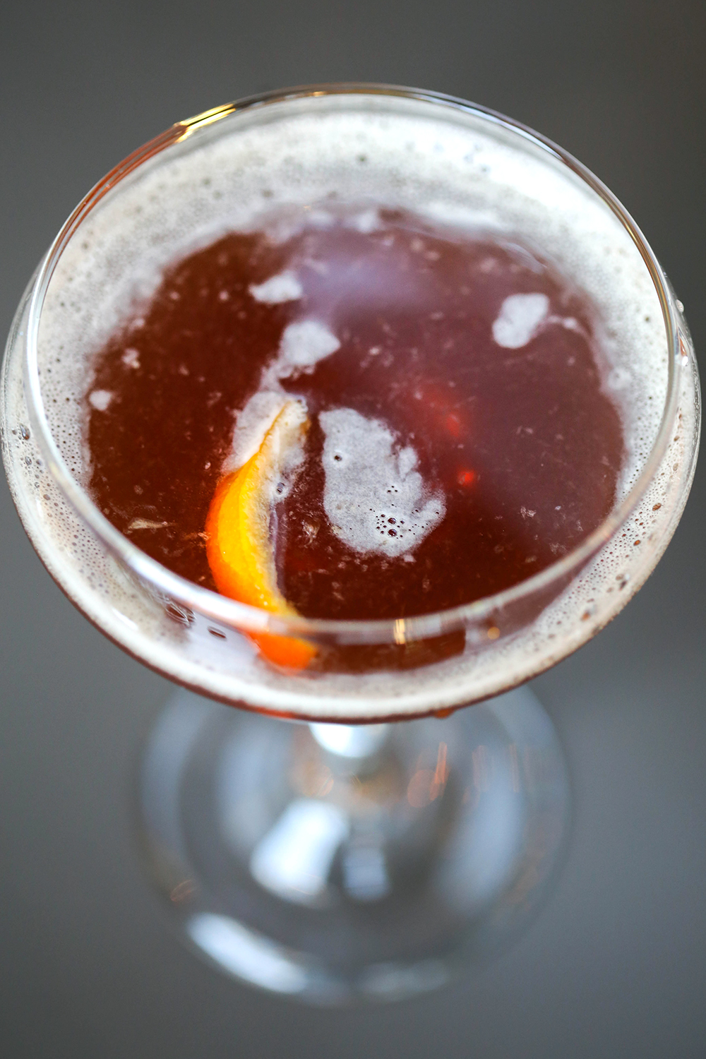 Blood & Sand: Del Maguey Crema De Mezcal, sweet vermouth, Cherry Heering and muddled orange. Photo by Catherine Downes.
