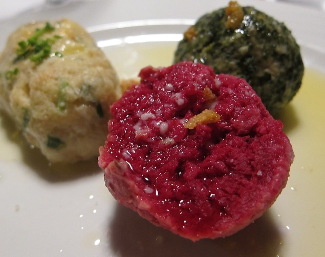 Beet, Spinach and Ricotta Knodel Dumplings.