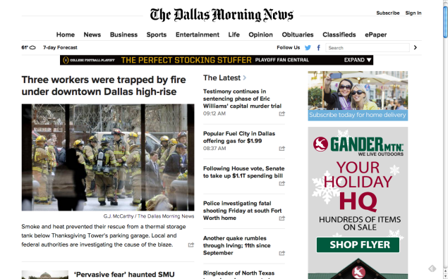 The Morning News' new homepage.