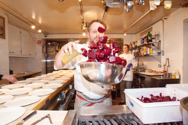 Chef Dodds preparing beets. Photo by Alexander Richter.