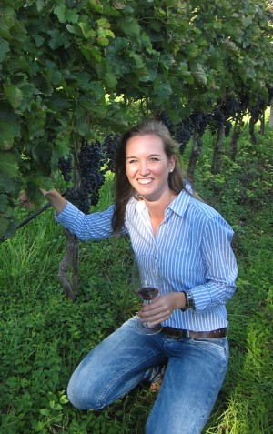 Elena's daughter, Karoline Walch, in their Merlot vineyard above the town of Tramin, Italy.  