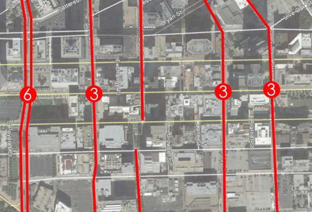 Downtown Dallas North-South Grid