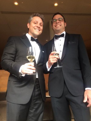 Literary agent David Hale Smith (left) with  client Aaron Franklin at  Monday night's James Beard Foundation Awards in Chicago.
