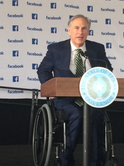 Gov. Greg Abbott at the Facebook ground-breaking ceremony.