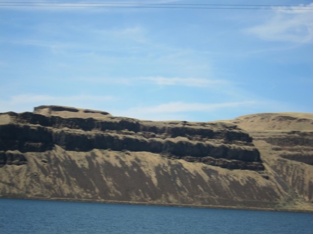 Basalt soils near the Wallula Gap rising up from the Columbia River, WA