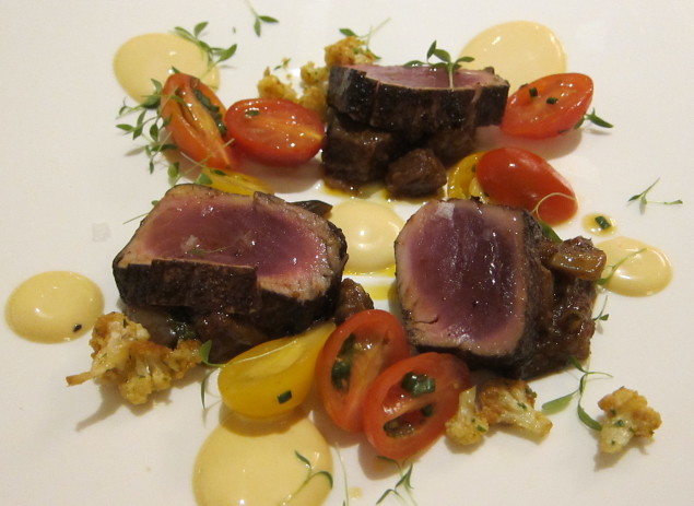 Seared Big Eye Tuna with Uni Aioli and Calabrian Chilies from Chef Michael Mina