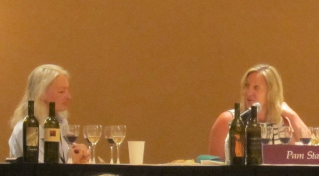 Mia Klein (left) and Pam Starr (right) share the stage at the Kapalua Wine Festival's Great Wines by Amazing Women Session