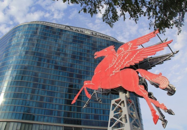 The original Pegasus was restored and installed outside the Omni hotel.