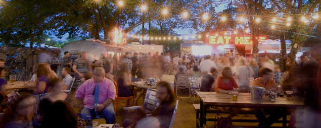 Grab a drink and a Philly cheese steak at the Truck Yard. Photo by Kristi and Scot Redman.